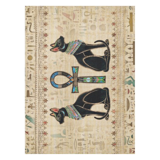 エジプト猫とアンクロス テーブルクロス (正面)