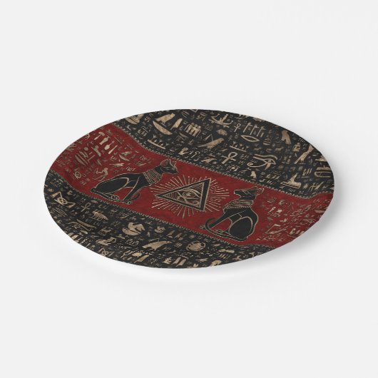 エジプト猫とホルスの目 ペーパープレート (アングル)