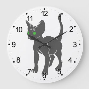 エジプト猫のシルエット – バックカラーを選択 ラージ壁時計