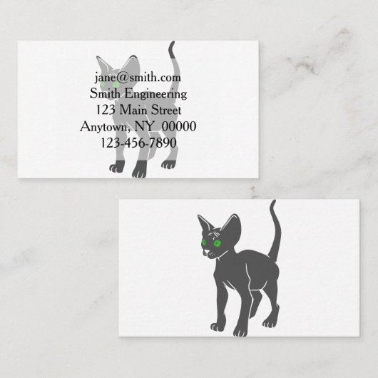 エジプト猫のシルエット-背景色を選択 名刺 (正面/裏面)