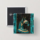 エジプト猫の女神バステット – モザイクアート 缶バッジ (正面&裏面)