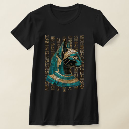 エジプト猫の女神バステット – モザイクアート Tシャツ (レイダウン)