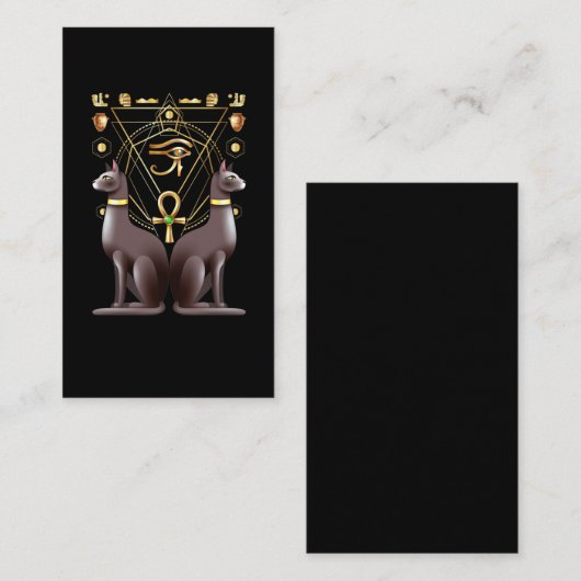 エジプト猫の角の目のアンク神聖な幾何学 名刺 (正面/裏面)