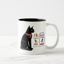 エジプト猫のHieroglyphicマグ ツートーンマグカップ