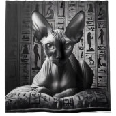 エジプト猫アート白黒フォトバスルーム シャワーカーテン (正面)