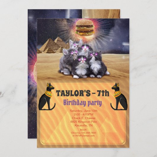 エジプト猫パーティの招待状 招待状 (正面/裏面)
