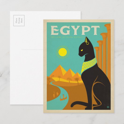 エジプト猫 ポストカード (正面/裏面)