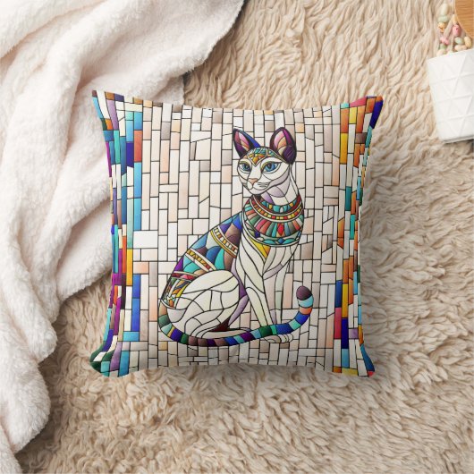 エジプト猫 – モザイクアート クッション (ブランケット)