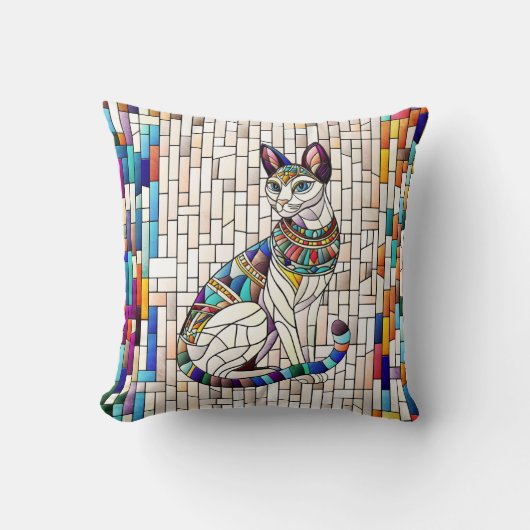 エジプト猫 – モザイクアート クッション (正面)