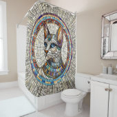 エジプト猫 – モザイクアート シャワーカーテン (インサイチュ)