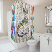 エジプト猫 – モザイクアート シャワーカーテン (インサイチュ)