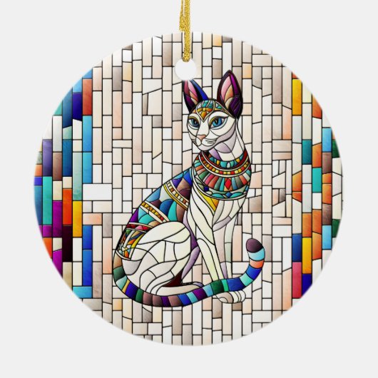 エジプト猫 – モザイクアート セラミックオーナメント (裏面)