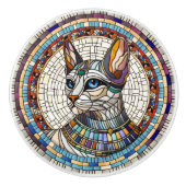 エジプト猫 – モザイクアート セラミックノブ (正面)