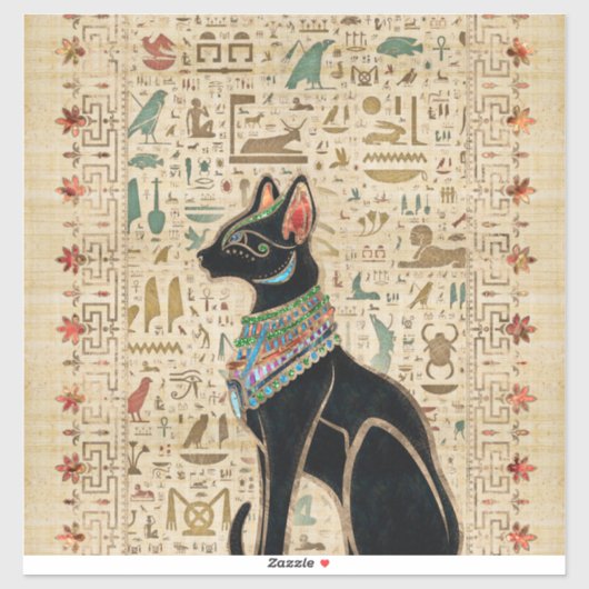 エジプト猫 – Bastet on papyrus シール (シート)