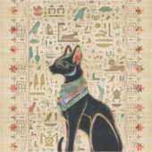 エジプト猫 – Bastet on papyrus シール (正面)
