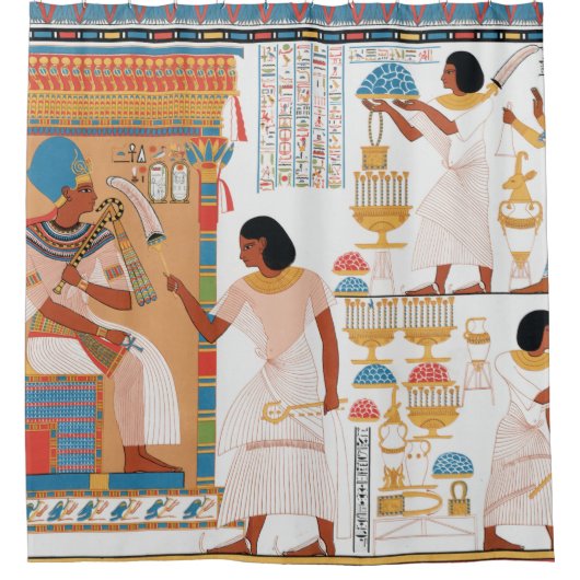 エジプト王室のデザイン シャワーカーテン (正面)