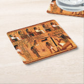 エジプト王室のパピルス スクエアペーパーコースター (アングル)