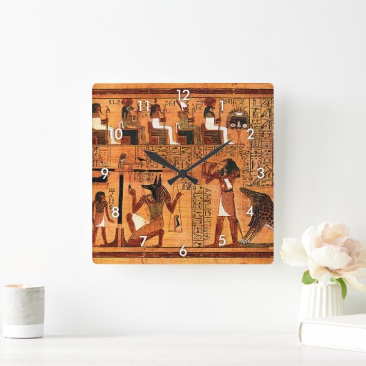 エジプト王室のパピルス スクエア壁時計 (ホーム)