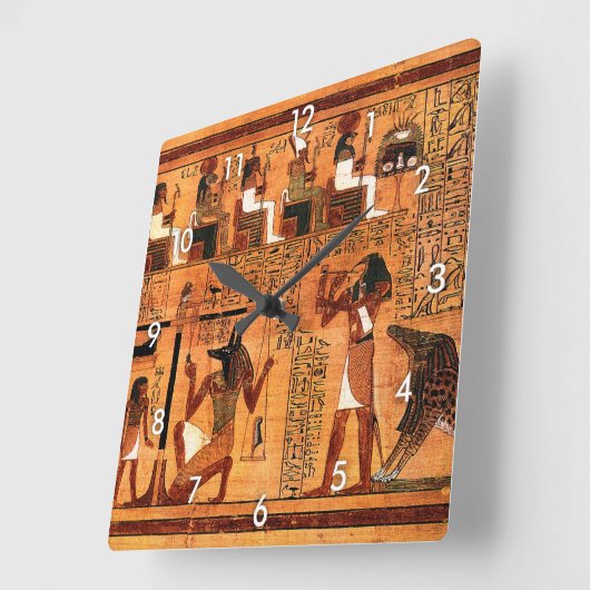 エジプト王室のパピルス スクエア壁時計 (傾斜)