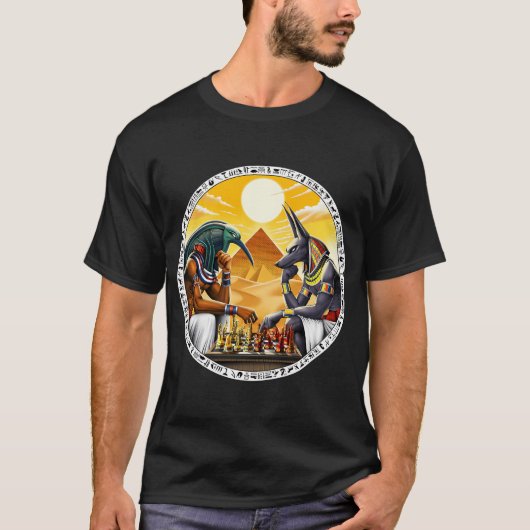 エジプト神話の神アヌビスとトート Tシャツ (正面)