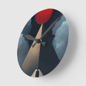 エジプト素晴らしのピラミッドと赤月 ラウンド壁時計 (傾斜)