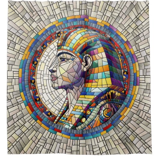 エジプト素晴らしスフィンクス – モザイクアート シャワーカーテン (正面)