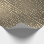 エジプト絵文字金ゴールドフェイクセピアユニークラグジュアリー ラッピングペーパー (角)
