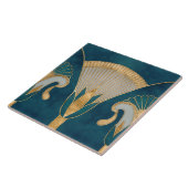 エジプト縁どフローラ – アクアブルーマーブルと金ゴールド タイル (側面)