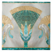 エジプト縁どフローラ – アクアマリンと金ゴールド タイル (正面)