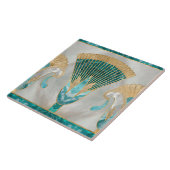 エジプト縁どフローラ – アクアマリンと金ゴールド タイル (側面)