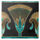 エジプト縁どフローラ – アクアマリンと金ゴールド タイル (正面)