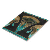 エジプト縁どフローラ – アクアマリンと金ゴールド タイル (側面)