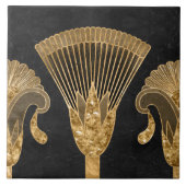 エジプト縁どフローラ-金ゴールドと黒大理石 タイル (正面)