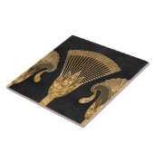 エジプト縁どフローラ-金ゴールドと黒大理石 タイル (側面)