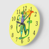 エジプト美術と蓮の花の丸い時計 ラージ壁時計 (傾斜)