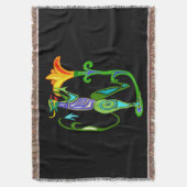 エジプト美術と蓮の花ブランケット スローブランケット (正面縦)