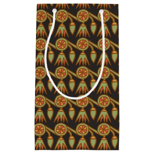 エジプト蓮の花の模様ブラックスモール抱き枕 スモールペーパーバッグ (正面)