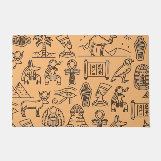 エジプト象形文字の背景 ドアマット (正面)