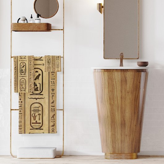 エジプト象形文字ヴィンテージテクスチャ バスタオルセット