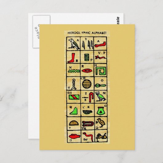 エジプト象形文字、アルファベット記号 ポストカード (正面/裏面)