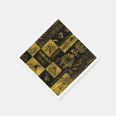 エジプト金ゴールドの絵文字と記号のコラージュ スタンダードカクテルナプキン (角)