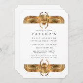 エジプト金ゴールドスカラブバースデーパーティー 招待状 (正面/裏面)