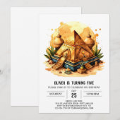 エジプト風のエレガントなピラミッド お誕生日おめでとう 招待状 (正面/裏面)