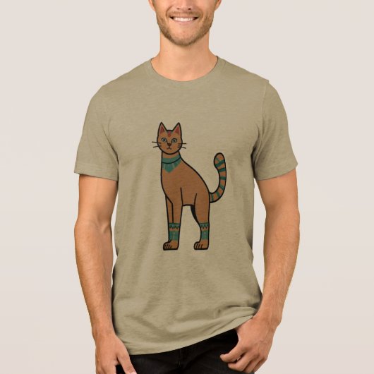 エジプト風の猫のイラストTシャツ トライブレンドＴシャツ (正面)