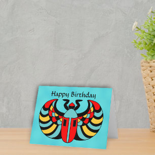 エジプト風カラフルなスカラベの誕生日 カード