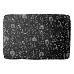 エジプト魔法の神秘的な植物と花のパターン バスマット