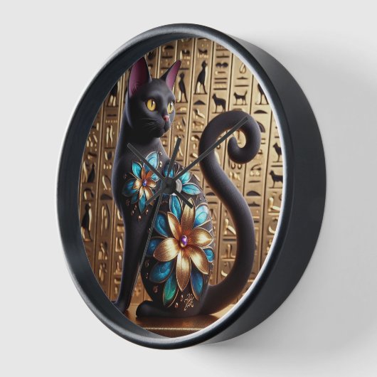 エジプト黒猫 壁時計 (傾斜)