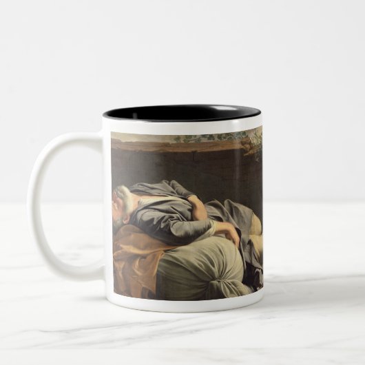 エジプト1628年への飛行の残り ツートーンマグカップ (左)