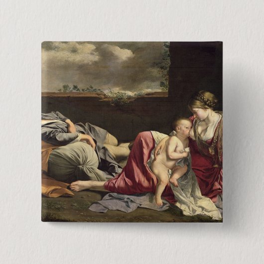 エジプト1628年への飛行の残り 缶バッジ (正面)