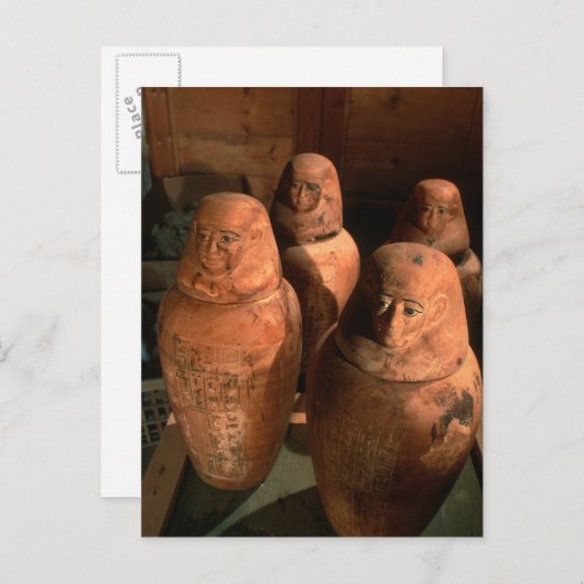 エジプト、アブで発見された第26代王朝カノーピーの瓶 ポストカード (正面/裏面)